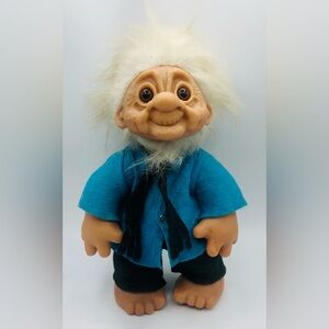Vintage Dam Grandpa Troll Doll 14" Articulated 1977 White Hair And Beard
